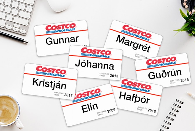 Names on Costco Badges.