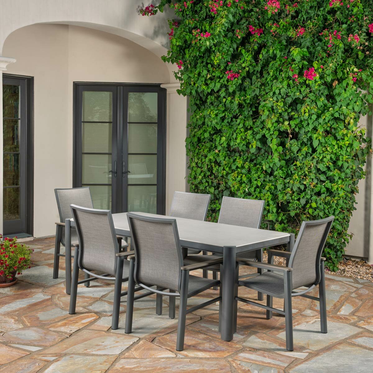 SunVilla Palermo 7 Piece Sling Dining Set + Cover