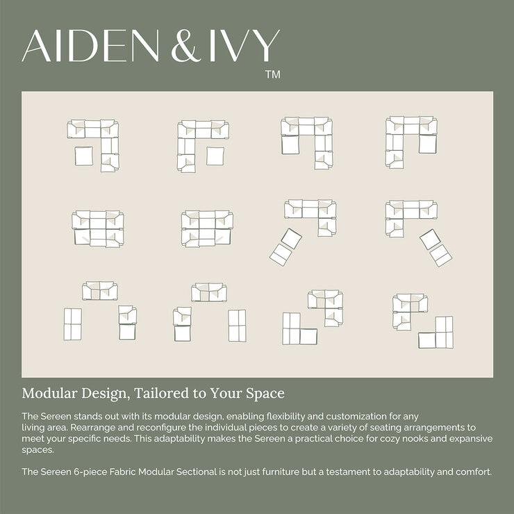 Aiden & Ivy Sereen Beige Fabric 6 Piece Modular Sofa Aiden & Ivy Sereen Beige Fabric 6 Piece Modular Sofa