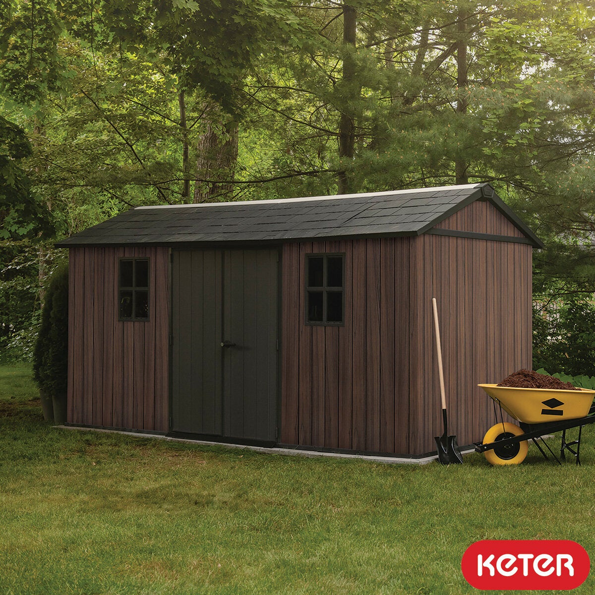 Keter Rosewood 15ft 6" x 7ft 6" (4.7 x 2.3m) Storage Shed with Side Entry