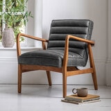 Gallery Datsun Antique Ebony Leather Armchair