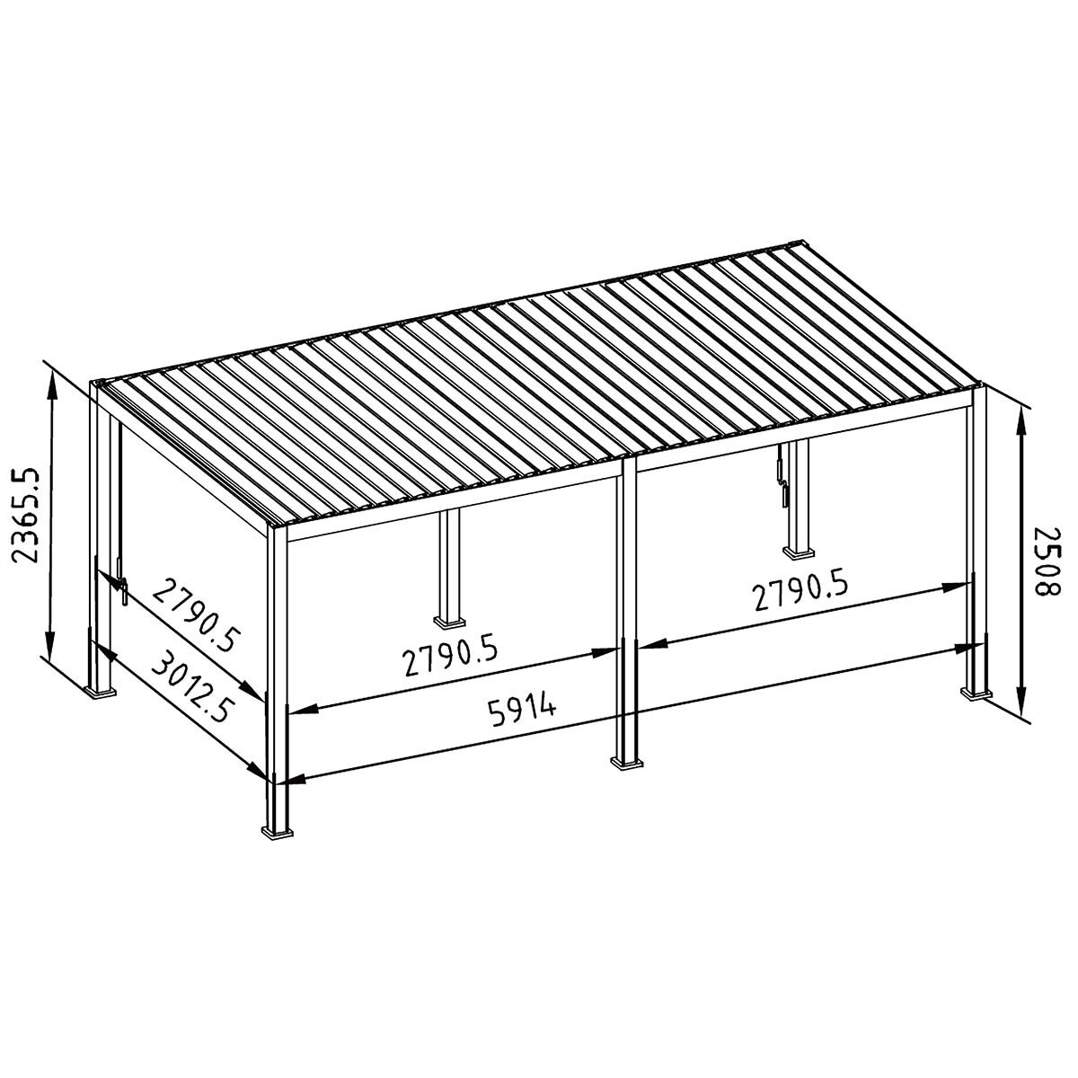 Mirador 10ft x 20ft (3 x 5.9m) Louvered Aluminium Pergola