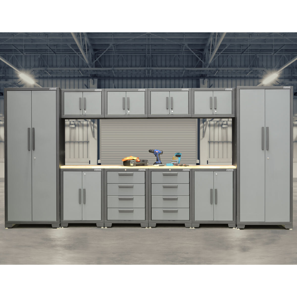 Hilka Professional 24 Gauge Steel 11 Piece Modular Cabinet Set