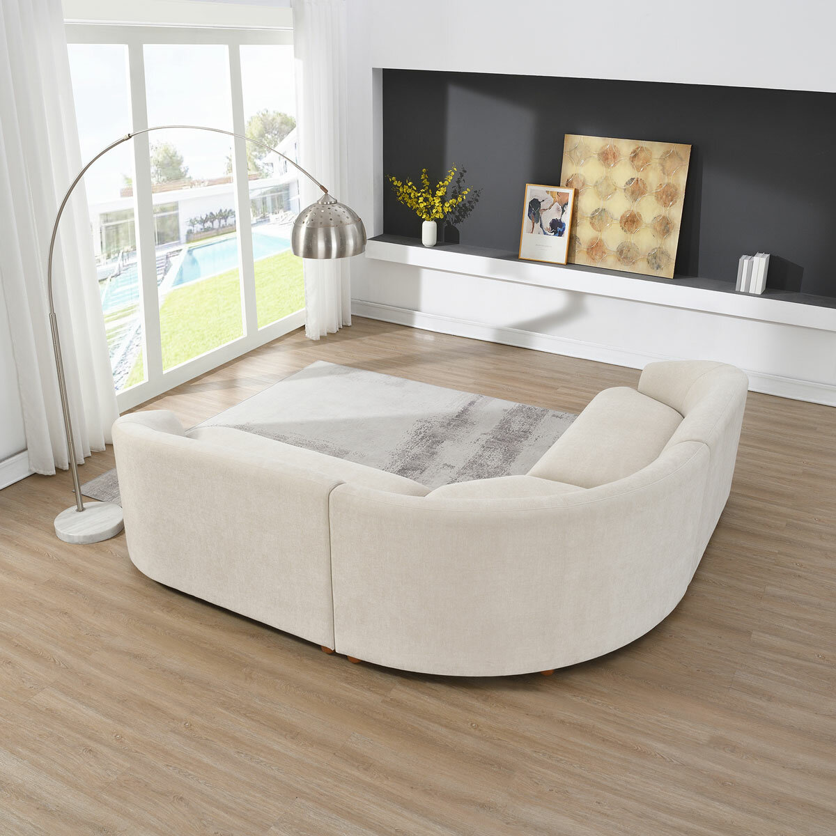 Dolen Beige Fabric 3 Piece Corner Sofa