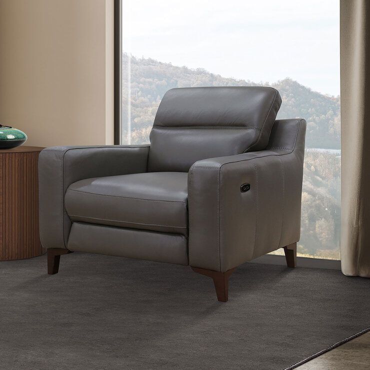 Colby Dark Grey Leather Armchair with Power Footrest Colby Dark Grey Leather Armchair with Power Footrest