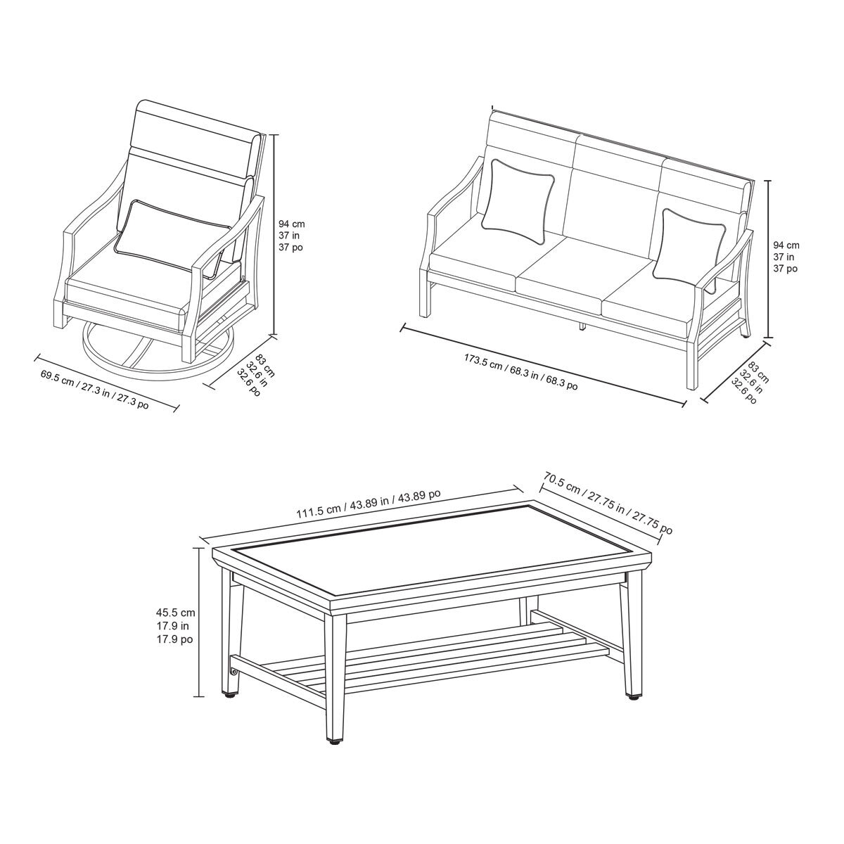 SunVilla Havana 4 Piece Deep Seating Patio Set + Cover