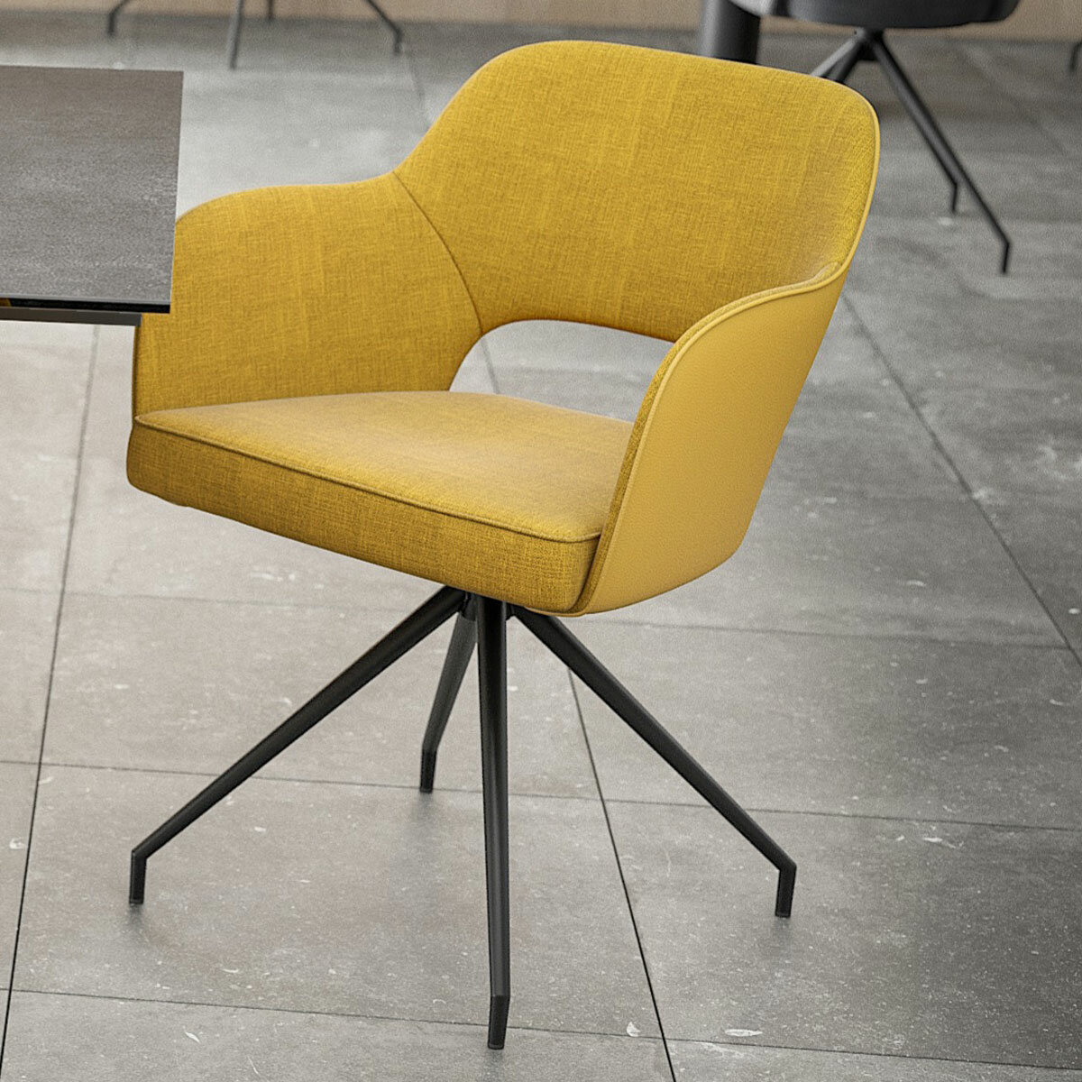 AKANTE Chicago Yellow Swivel Dining Chair, 2 Pack