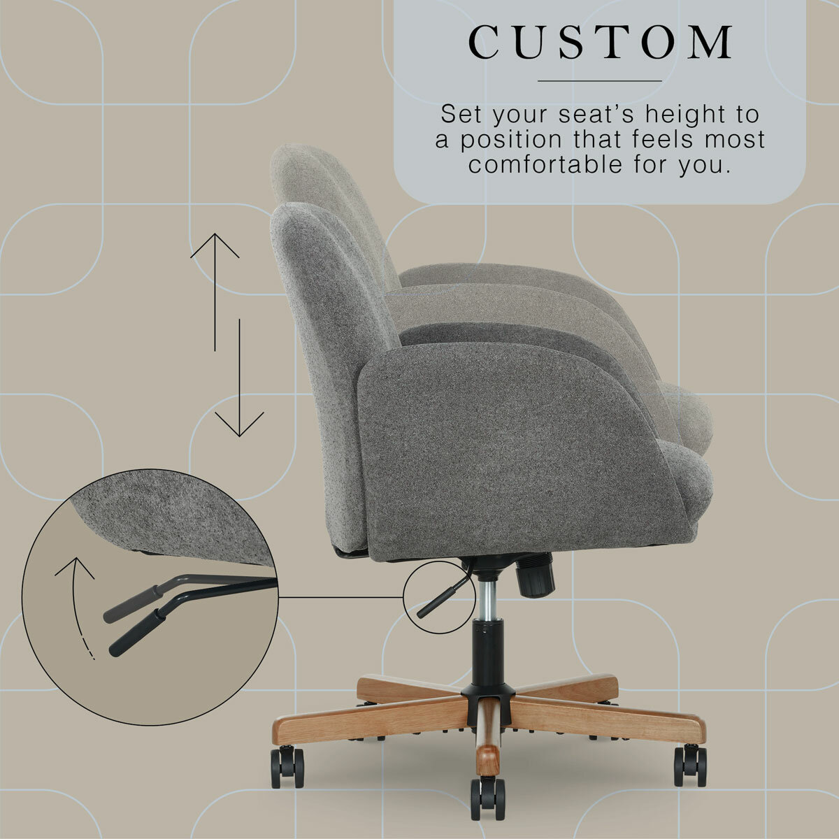 Henredon Murphy Fabric Office Chair, Grey