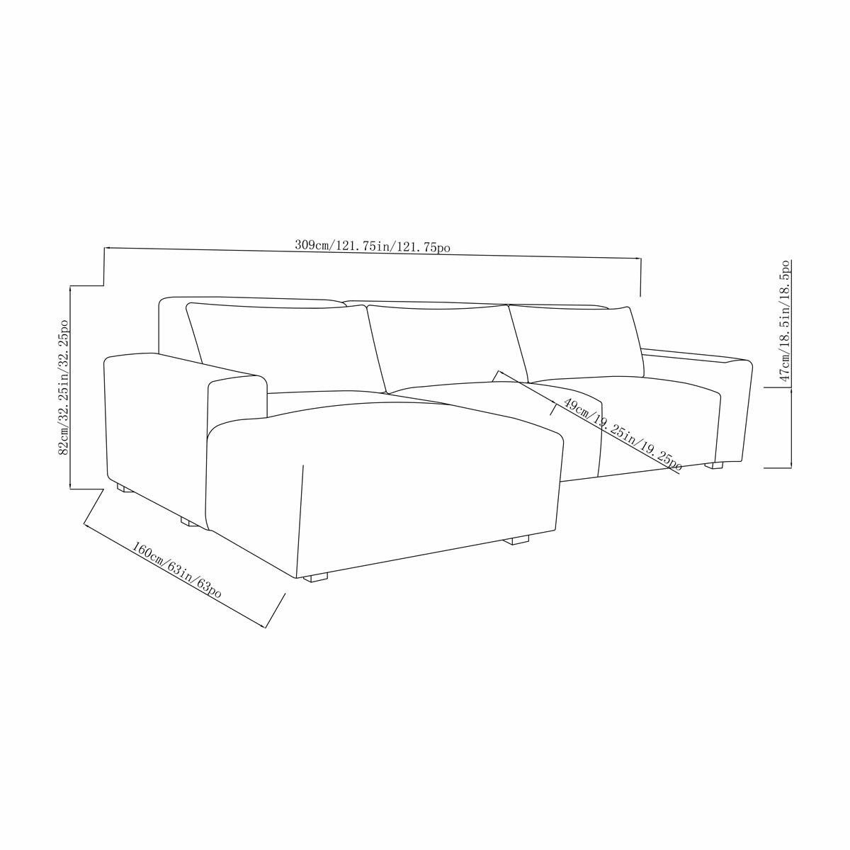 Zyllah Beige Fabric Corner Sofa with Chaise