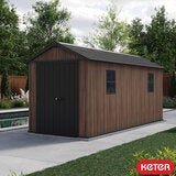 Keter Rosewood 7ft 6" x 15ft 6" (2.3 x 4.7m) Storage Shed with Front Entry Keter Rosewood 7ft 6" x 15ft 6" (2.3 x 4.7m) Storage Shed with Front Entry