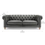 Allington 3 Seater Grey Leather Chesterfield Sofa