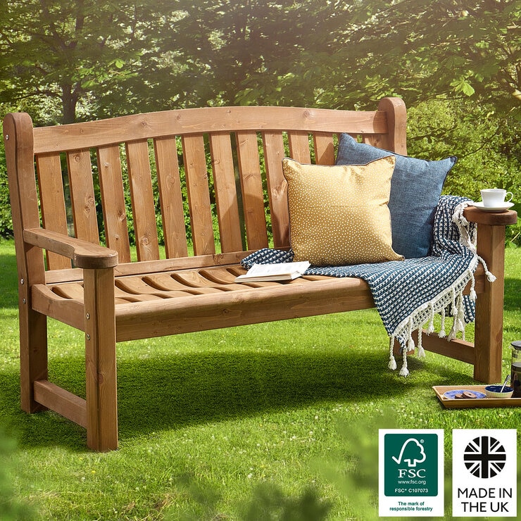 Anchor Fast 3 Seater Pine Wood Bench Anchor Fast 3 Seater Pine Wood Bench