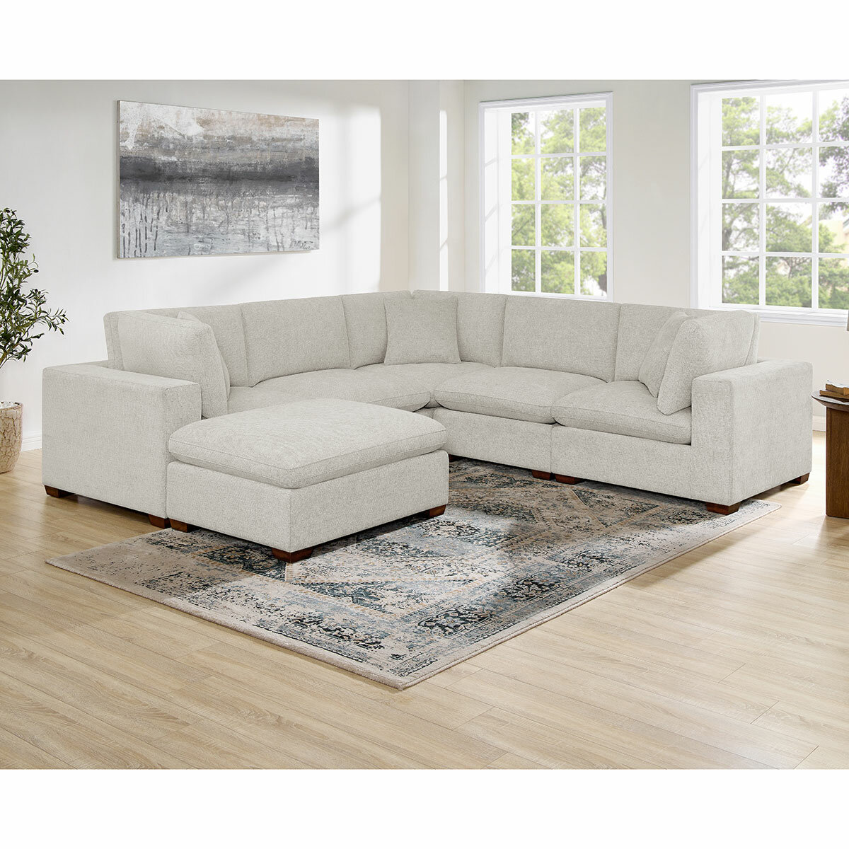 Thomasville Lowell Light Grey Fabric 6 Piece Modular Sofa