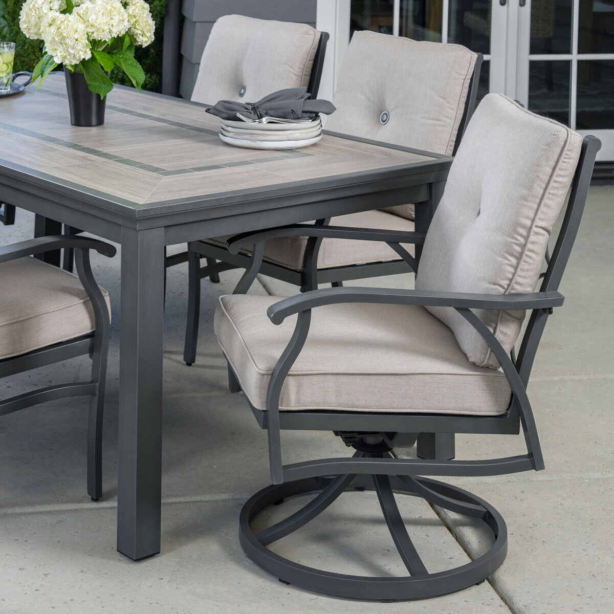 SunVilla Kingston 7 Piece Cushioned Dining Set + Cover