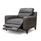 Colby Dark Grey Leather Armchair with Power Footrest