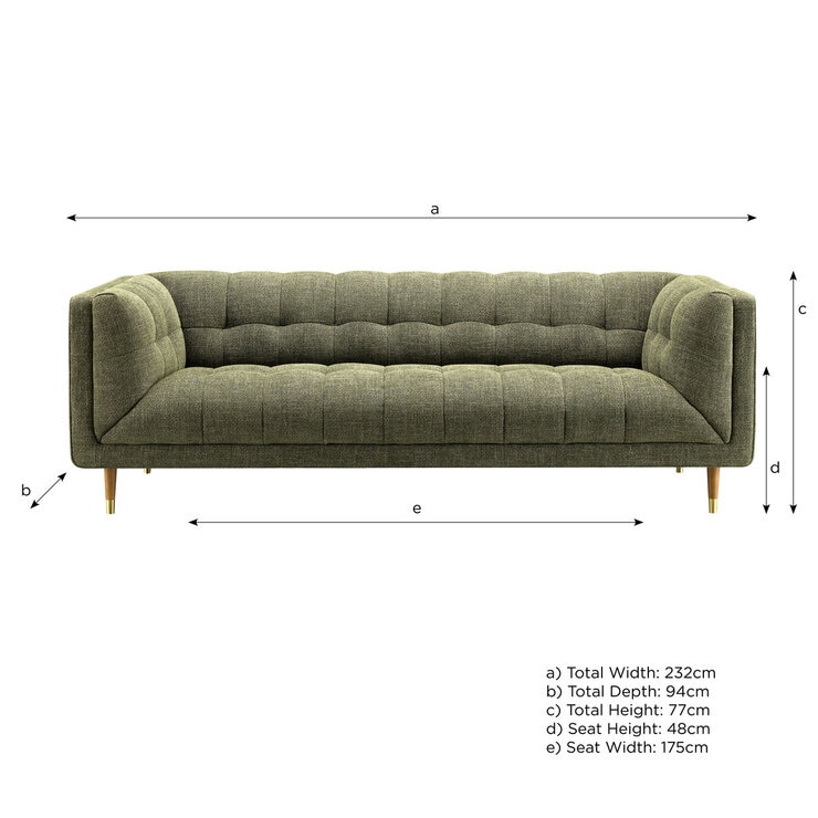 Isla Green Fabric Large 3 Seater Sofa