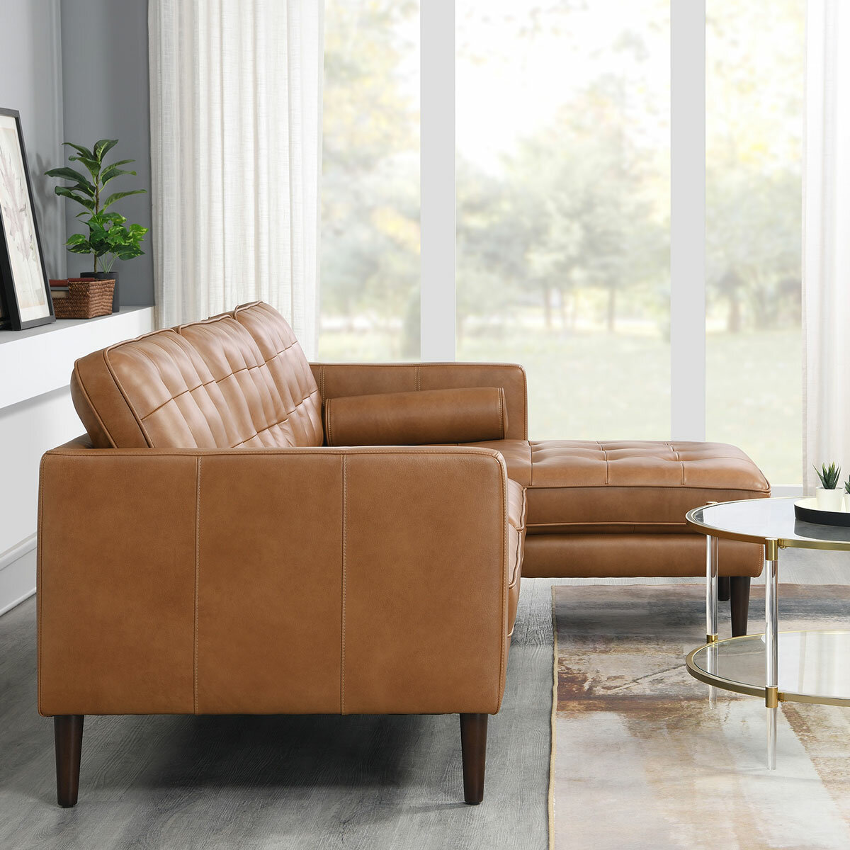 Simon Li Harstine Brown Leather Corner Sofa