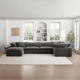 Aiden & Ivy Sereen Dark Grey Fabric 6 Piece Modular Sofa