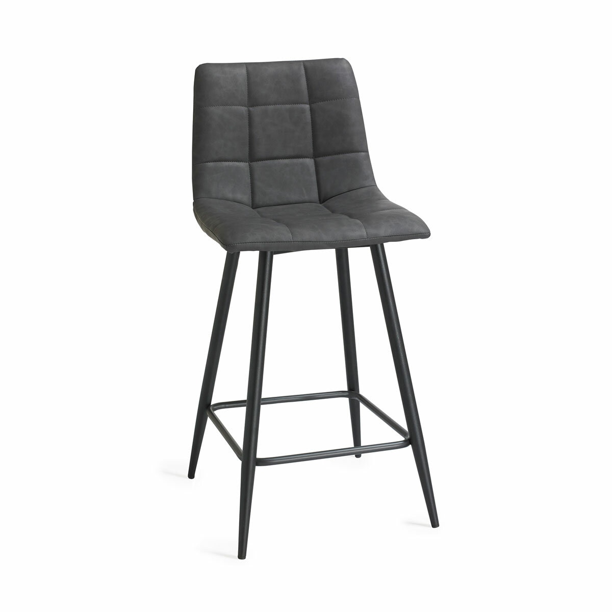 Marlow Grey Faux Leather Tapered Back Bar Stool, 2 Pack