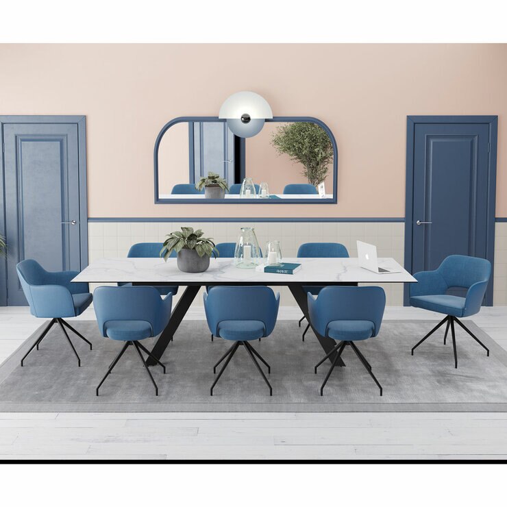 AKANTE Chicago Blue Swivel Dining Chair, 2 Pack