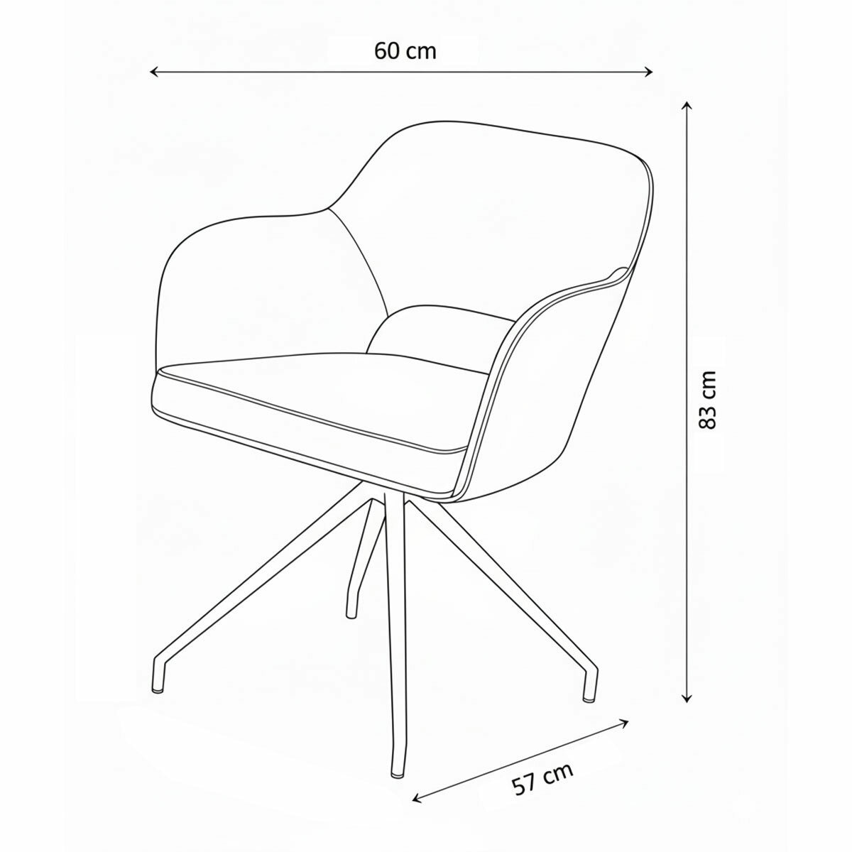 AKANTE Chicago Charcoal Swivel Dining Chair, 2 Pack