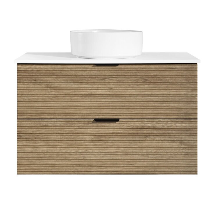 Ove Archie 900mm Wide Wall Mounted Vanity with 2 Drawers in Natural Oak