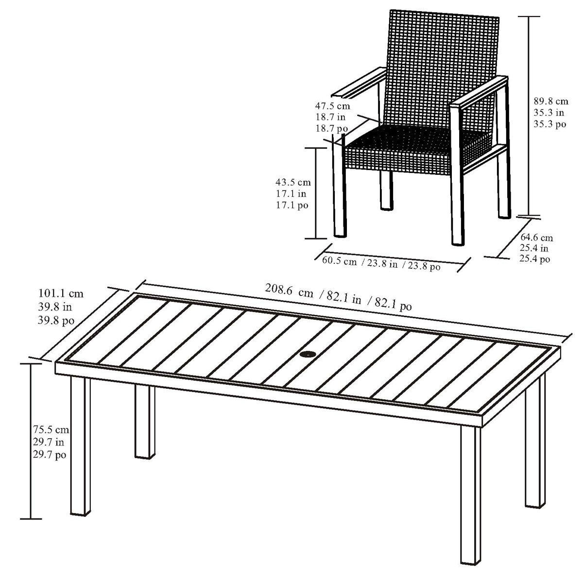 Agio Maricopa 7 Piece Woven Dining Set with Padded Seats + Cover