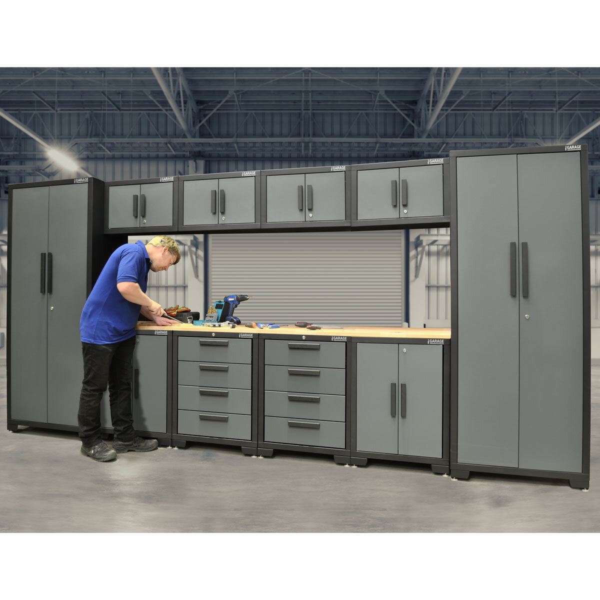 Hilka Professional 24 Gauge Steel 11 Piece Modular Cabinet Set