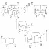 Harper Cream 5 Piece Modular Fabric Sofa with Ottoman