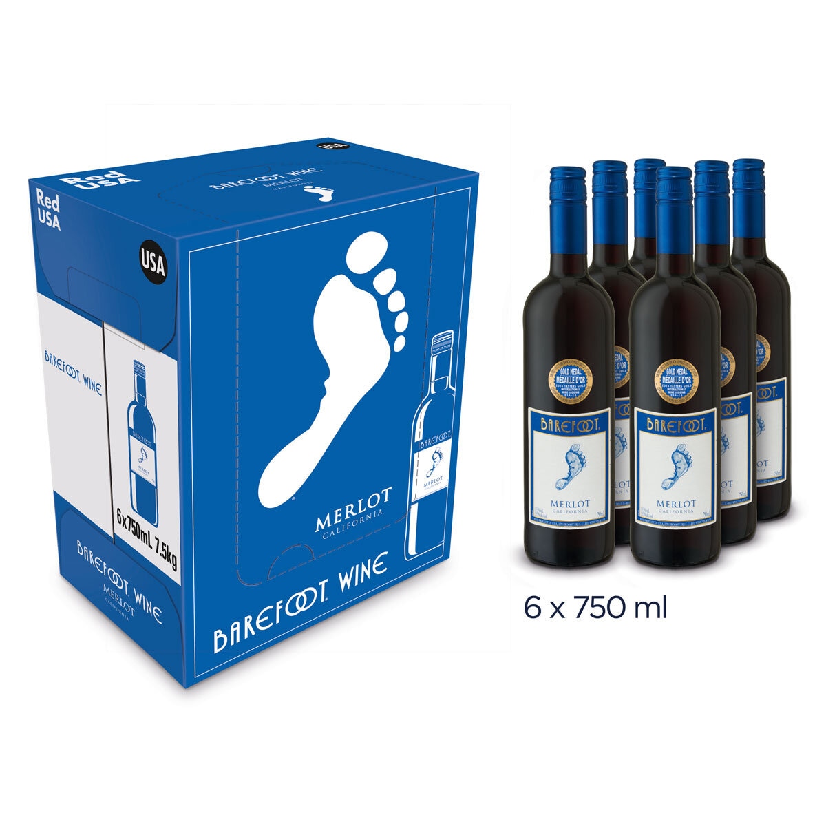 Barefoot Merlot, 6 x 75cl