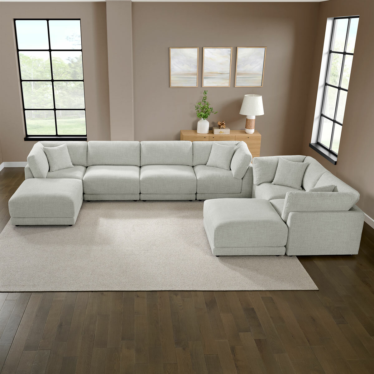 Aiden & Ivy Dayna Grey Fabric 8 Piece Modular Sofa Aiden & Ivy Dayna Grey Fabric 8 Piece Modular Sofa