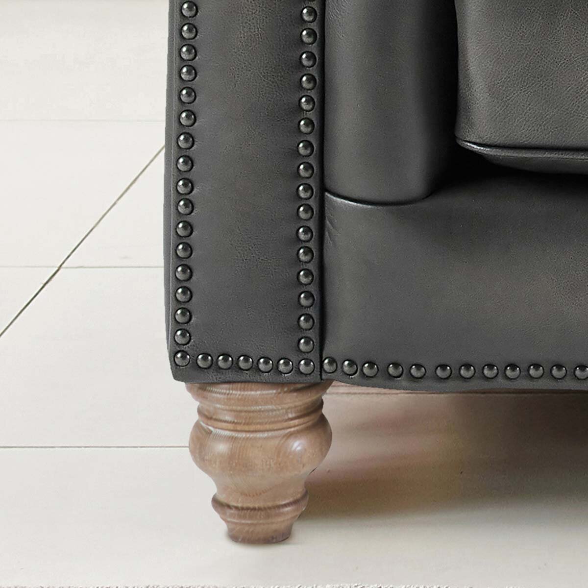 Allington Grey Leather Chesterfield Armchair