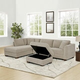 Thomasville Walsen Grey Fabric Corner Sofa with Storage Ottoman, Left Hand Facing