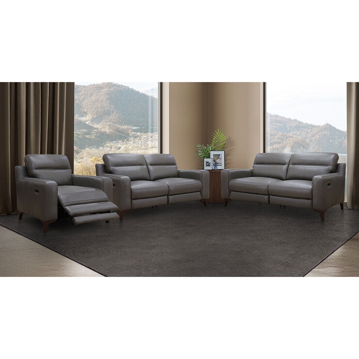 Colby Dark Grey Leather Armchair with Power Footrest Colby Dark Grey Leather Armchair with Power Footrest