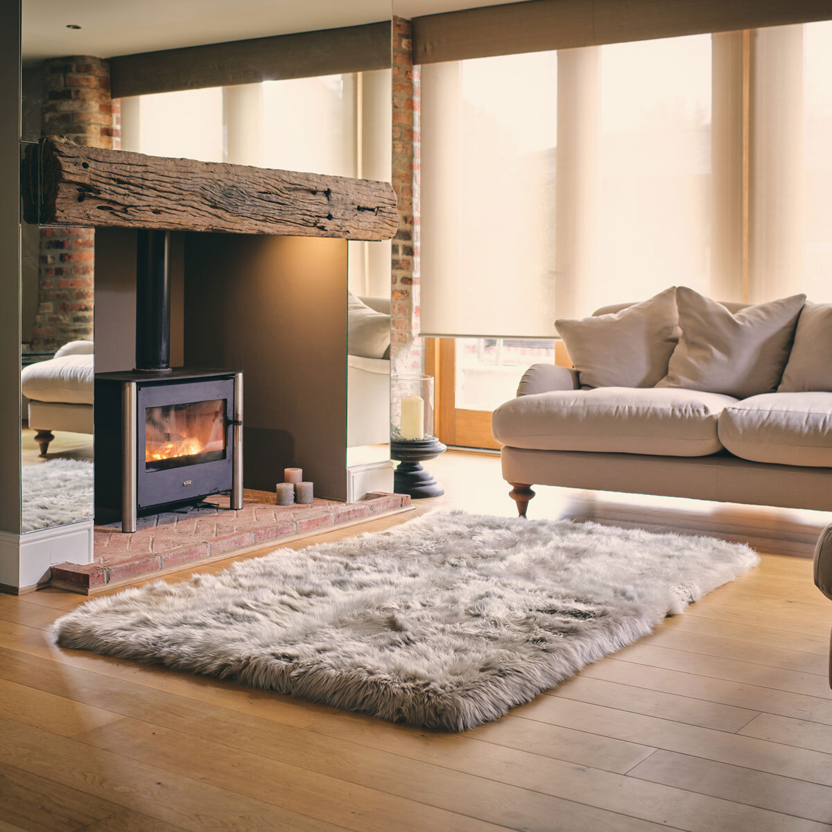Bowron Sheepskin Area Rug 120 x 180cm in Stone
