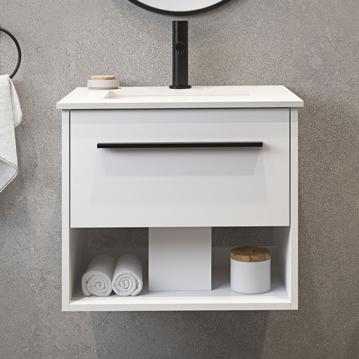 Ove Camila 600mm Wide Wall Mounted Vanity in Matte White