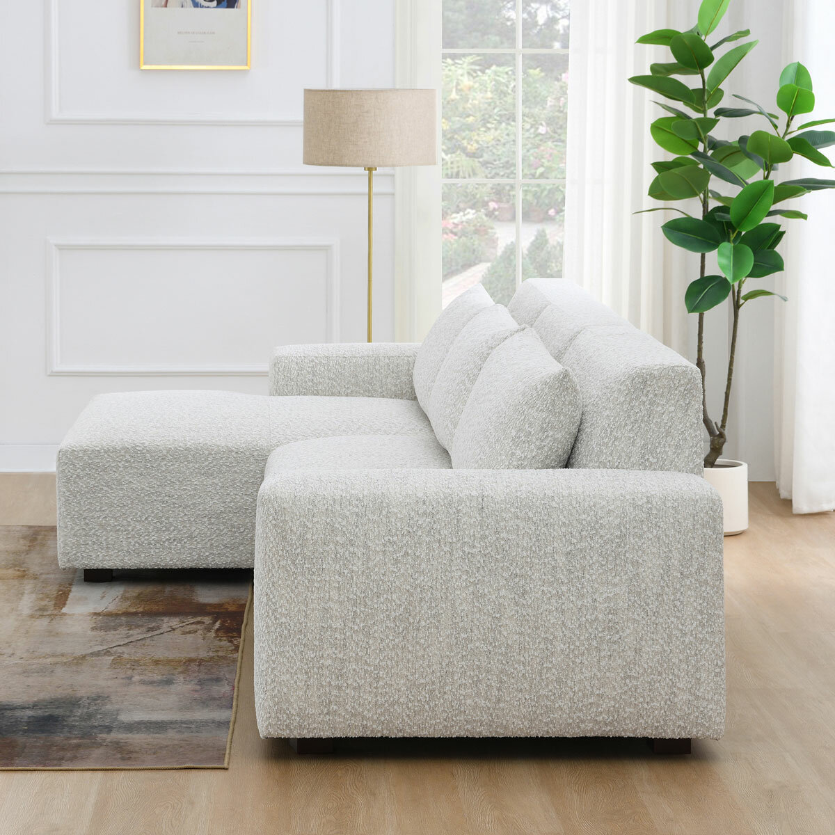 Zyllah Beige Fabric Corner Sofa with Chaise