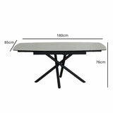 Indus Valley Skylar Ceramic Extending Dining Table + 6 Taupe Chairs, Seats 6-8