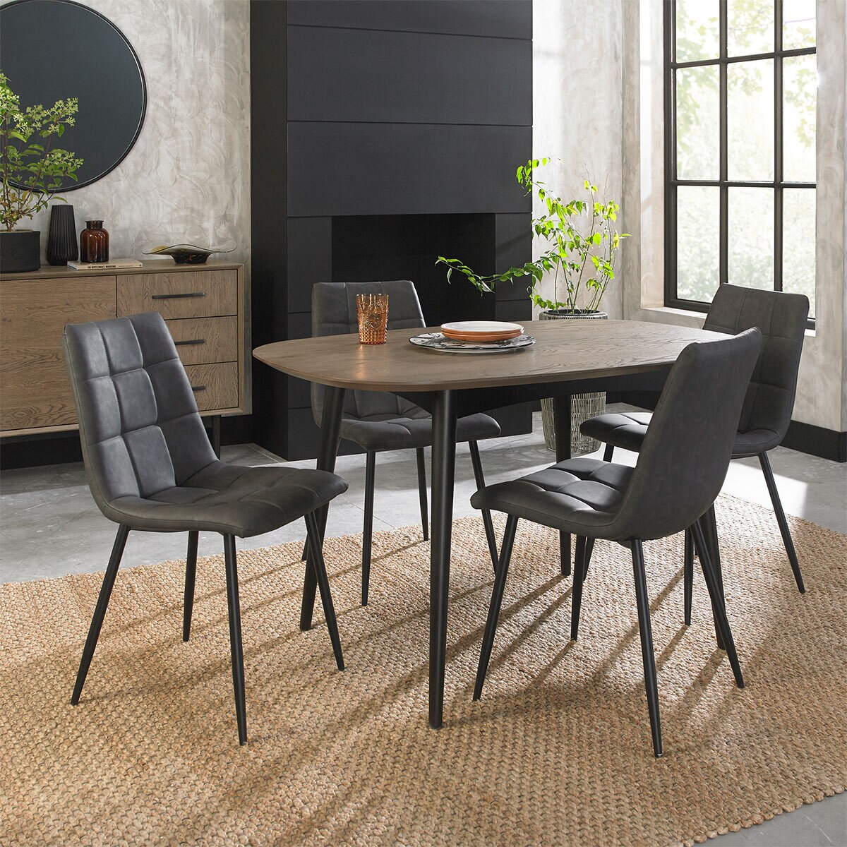 Marlow Grey Faux Leather Tapered Back Dining Chair, 2 Pack