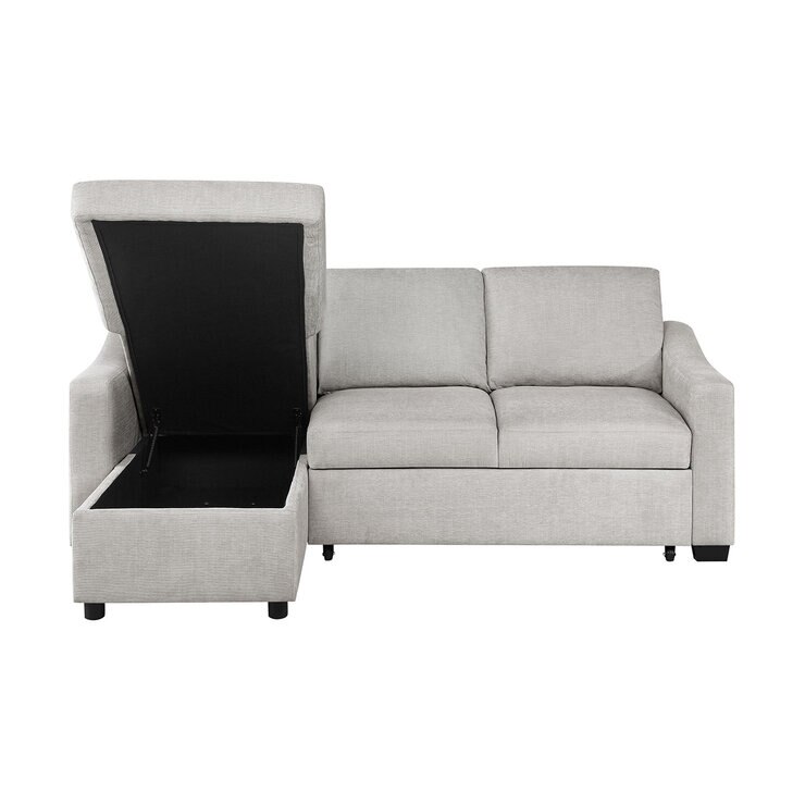 Coddle Aria Beige Fabric Convertible Sofa Bed with Chaise