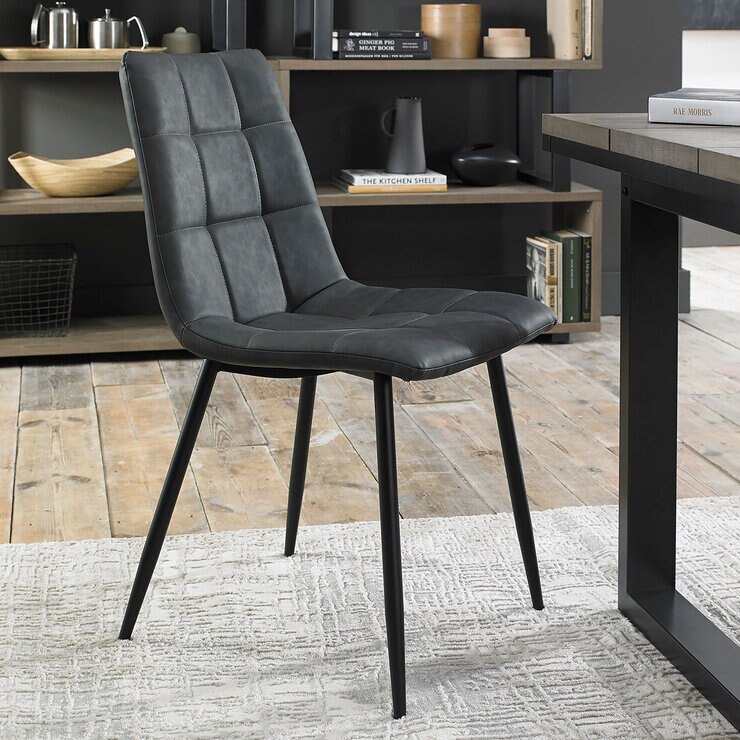 Marlow Grey Faux Leather Tapered Back Dining Chair, 2 Pack Marlow Grey Faux Leather Tapered Back Dining Chair, 2 Pack