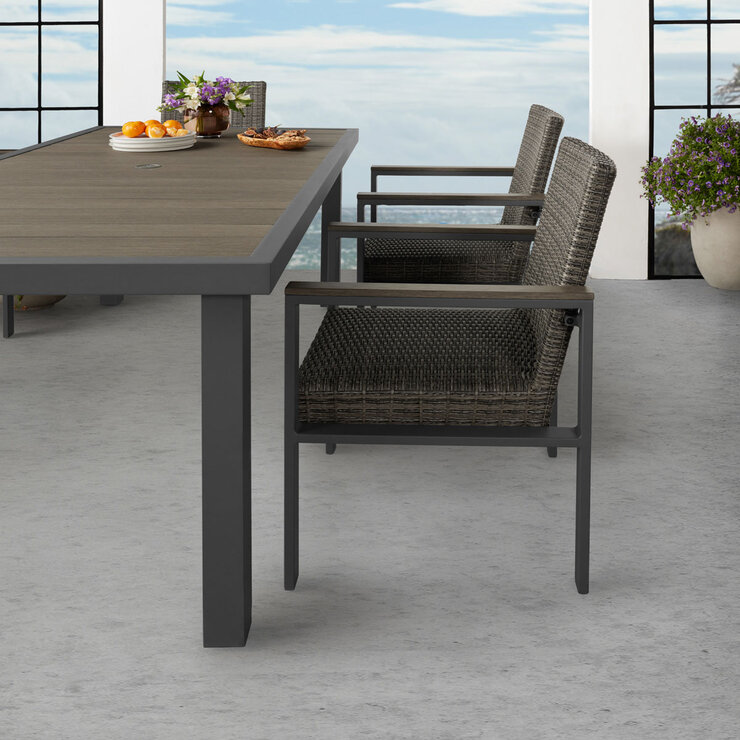 Agio Maricopa 7 Piece Woven Dining Set with Padded Seats + Cover Agio Maricopa 7 Piece Woven Dining Set with Padded Seats + Cover