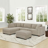 Thomasville Walsen Grey Fabric Corner Sofa with Storage Ottoman, Left Hand Facing