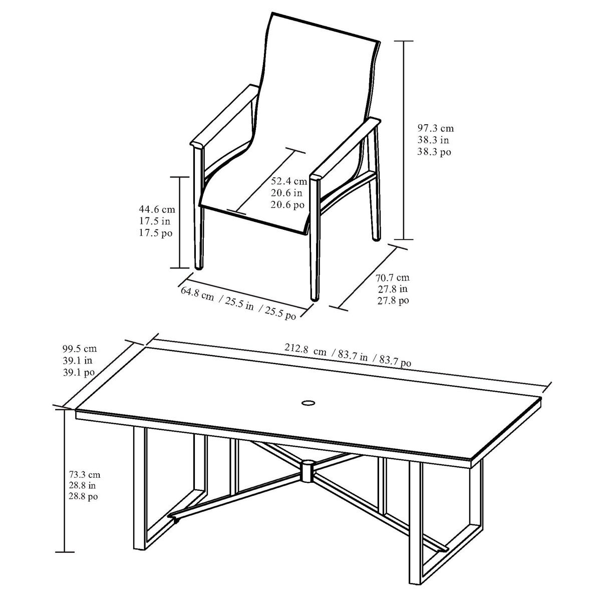 Agio Delray 7 Piece Sling Dining Set with Sintered Stone Table Top + Cover