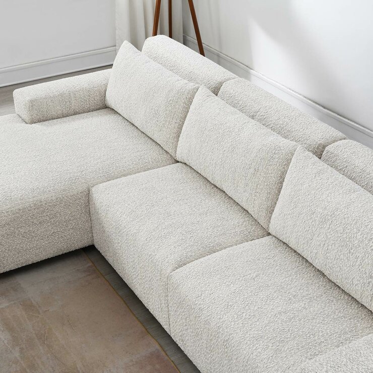 Zyllah Beige Fabric Corner Sofa with Chaise