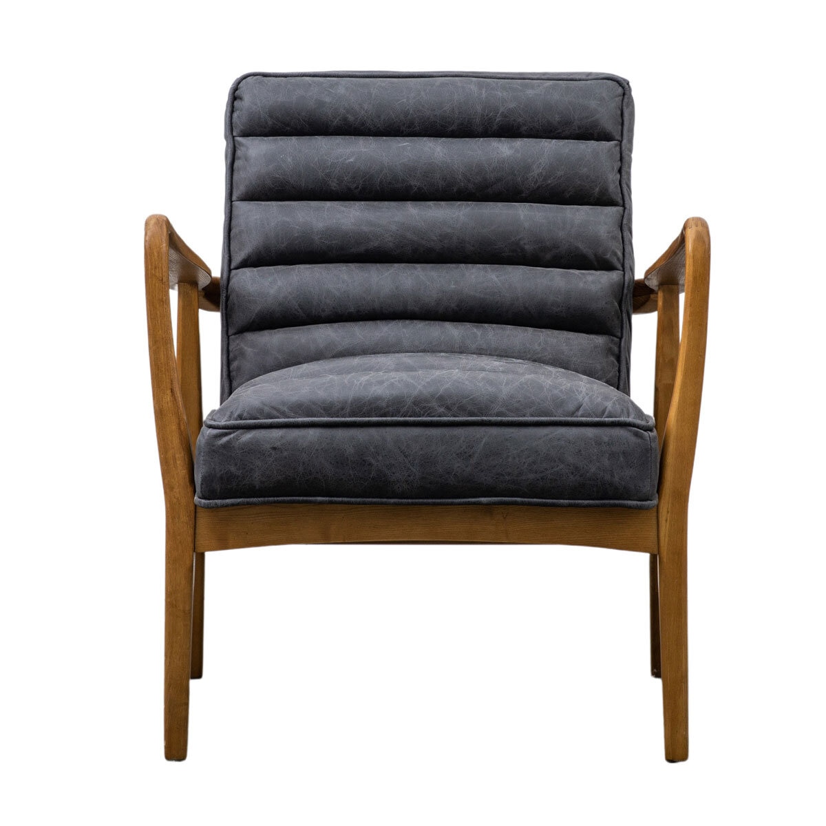 Gallery Datsun Antique Ebony Leather Armchair