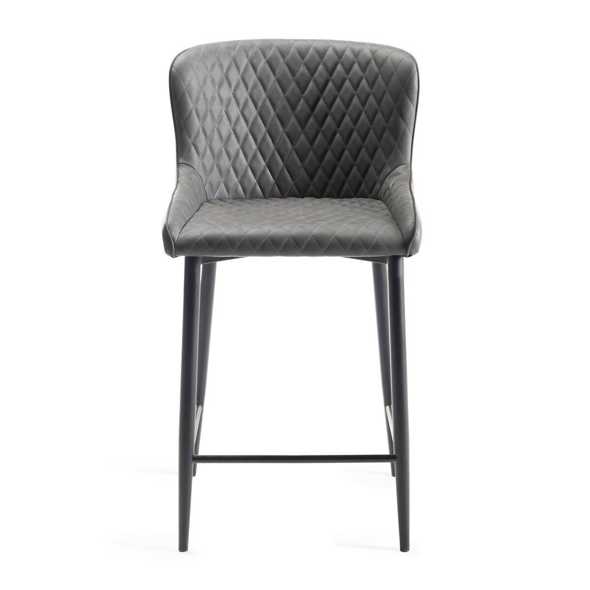Finch Grey Faux Leather Diamond Stitch Bar Stool, 2 Pack
