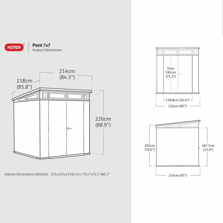 Keter Ashwood Signature 7ft 1" x 7ft 1" (2.16 x 2.16m) Storage Shed Keter Ashwood Signature 7ft 1" x 7ft 1" (2.16 x 2.16m) Storage Shed