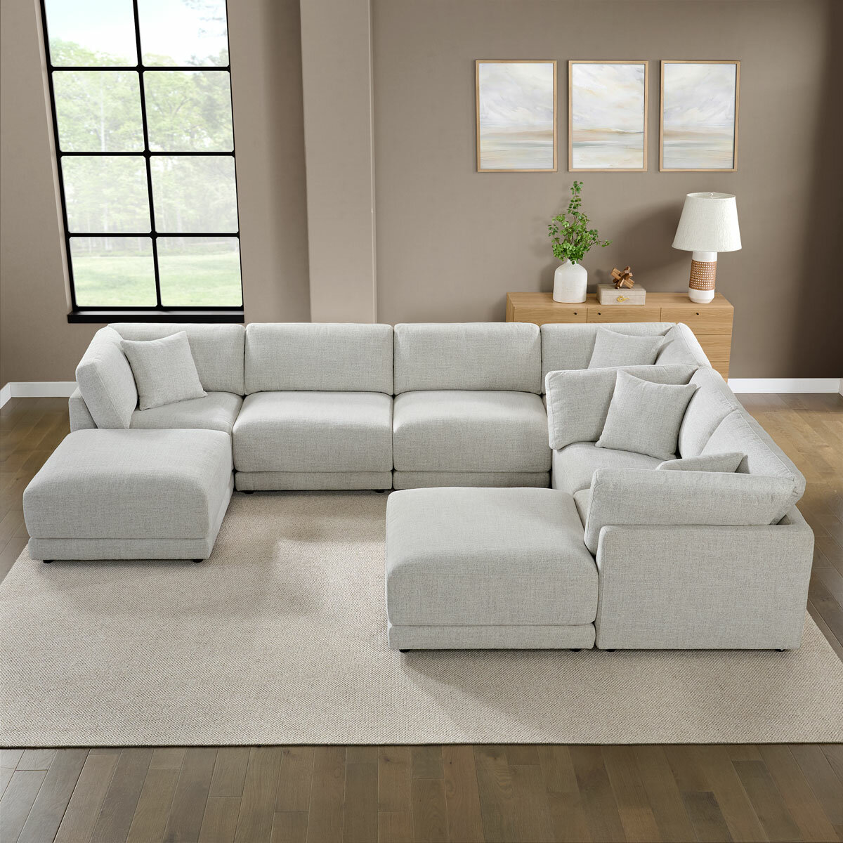 Aiden & Ivy Dayna Grey Fabric 8 Piece Modular Sofa Aiden & Ivy Dayna Grey Fabric 8 Piece Modular Sofa