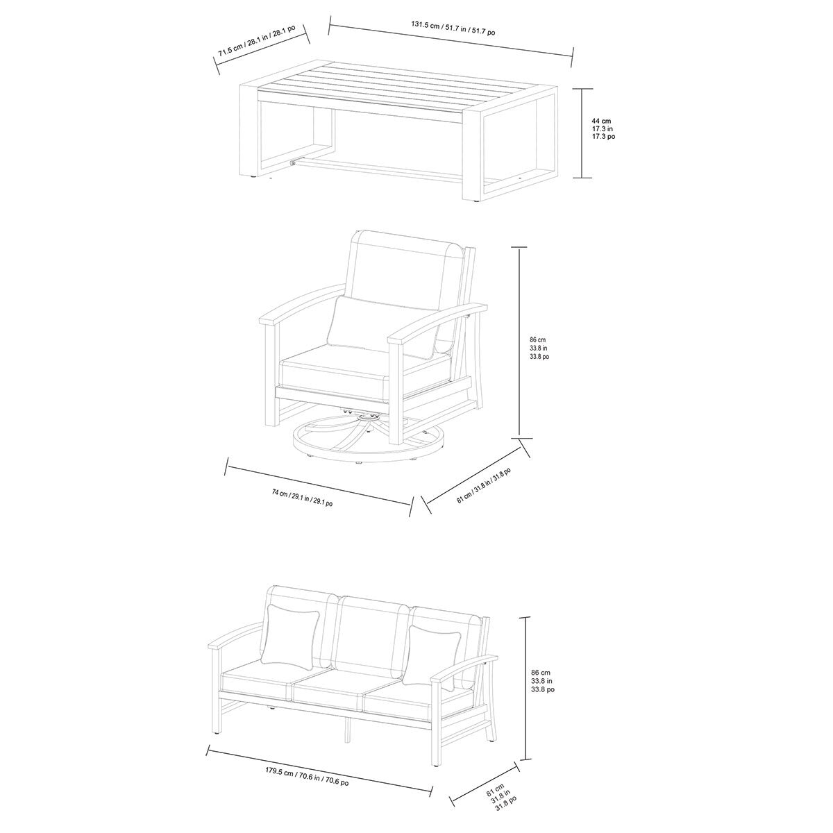 SunVilla Wills 4 Piece Deep Seating Set + Cover